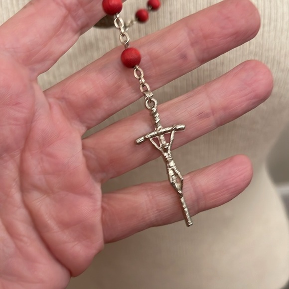 Perfume Scent Rosary Necklace - Red Wooden beaded Rosary - Picture 7 of 14